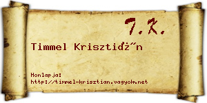 Timmel Krisztián névjegykártya